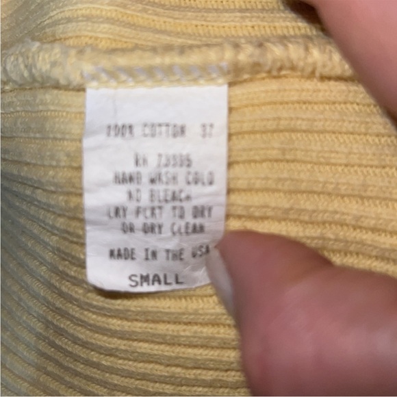 Erik Stewart Yellow Ribbed Button-Up Cardigan Size Small 100% Cotton - Picture 4 of 5